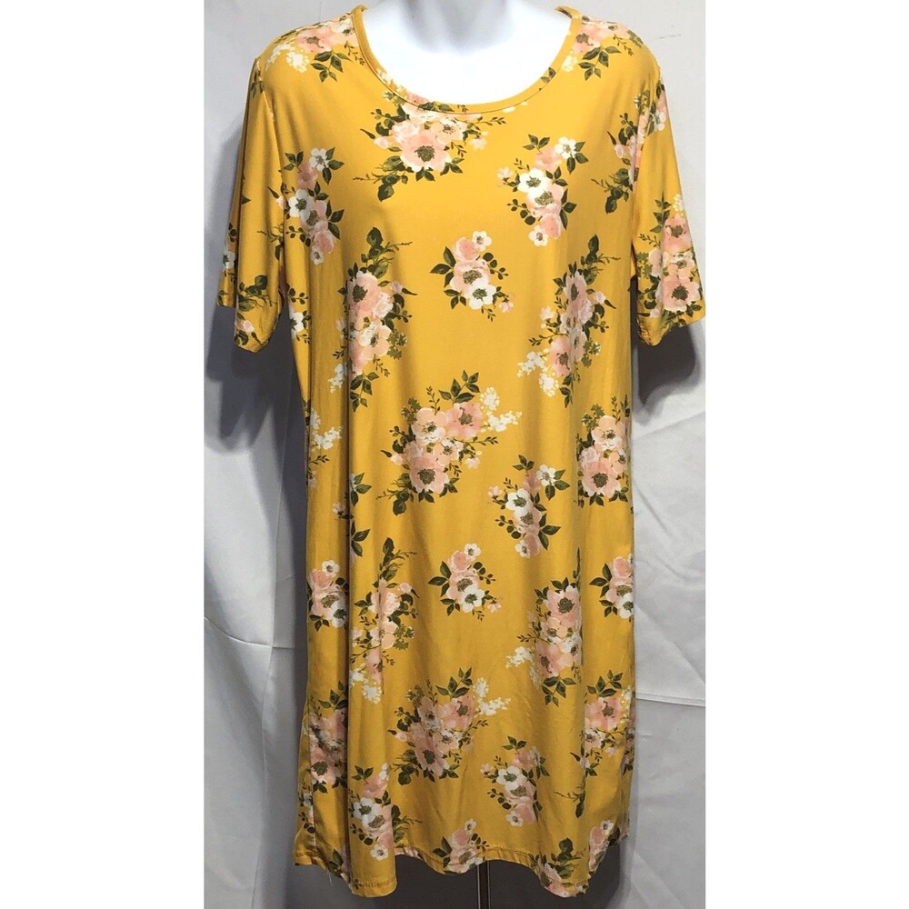 Vintage Bobby brooks shirt dress XL Yellow Floral knee length Cottage Boho